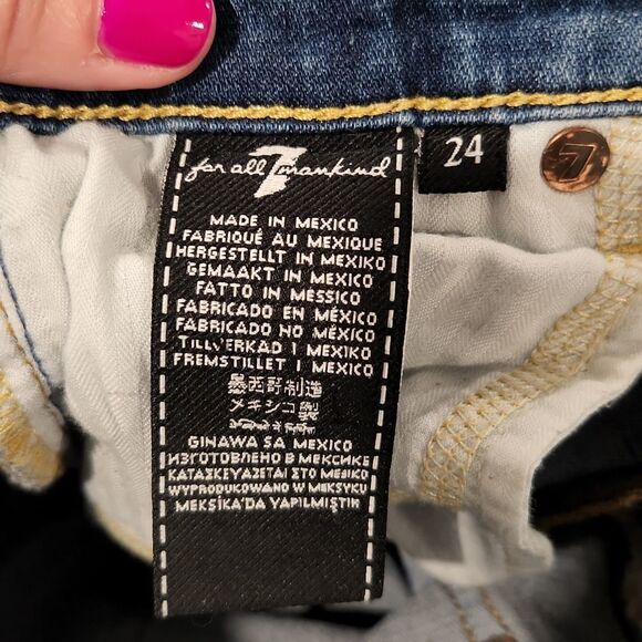 7 for all mankind high waist ankle gwenevere skinny distressed jeans size 24 - Picture 5 of 11